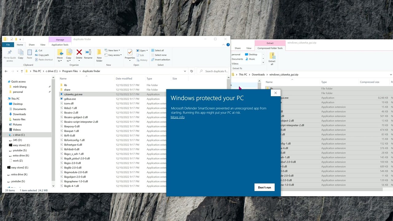 Windows SmartScreen warning when launching Czkawka